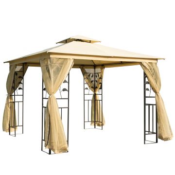 Pavilion de gradina de lux Outsunny 3x3 m, galben | Aosom RO