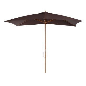 Outsunny Umbrelă Pătrată Exterior, Cadru Lemn, 2x2.95x2.55m, Maro Deschis | Aosom Romania