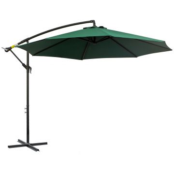 Umbrela Impermeabila cu Brat Lateral Outsunny, Structura Otel, Verde Φ300x250cm | Aosom Romania