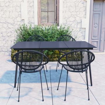 vidaXL Set mobilier de exterior, 5 piese, negru, ratan PVC