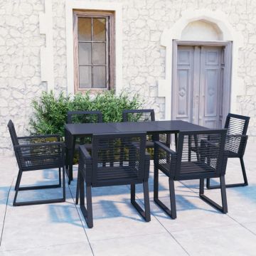 vidaXL Set mobilier de exterior, 7 piese, negru, ratan PVC