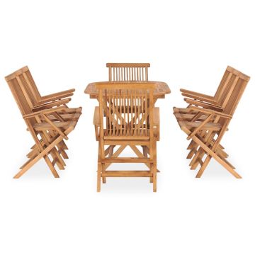 vidaXL Set mobilier de exterior pliabil, 9 piese, lemn masiv de tec