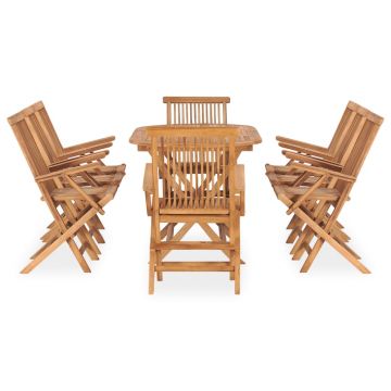 vidaXL Set mobilier de exterior pliabil, 9 piese, lemn masiv de tec