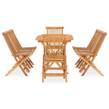 vidaXL Set mobilier de exterior pliabil, 9 piese, lemn masiv de tec