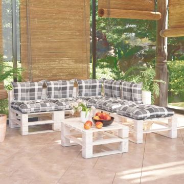 vidaXL Set mobilier de grădină, cu perne, 6 piese, lemn de pin
