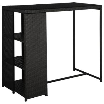 vidaXL Set mobilier bar de grădină cu perne, 5 piese, negru, poliratan