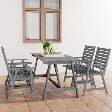 vidaXL Set mobilier de grădină, 5 piese, gri, lemn masiv acacia