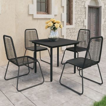 vidaXL Set mobilier de grădină, 5 piese, negru, ratan PVC