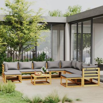 vidaXL Set mobilier grădină cu perne, 11 piese, lemn masiv de acacia