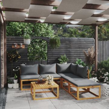 vidaXL Set mobilier de grădină cu perne, 6 piese, lemn masiv acacia