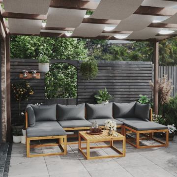 vidaXL Set mobilier de grădină cu perne, 7 piese, lemn masiv acacia