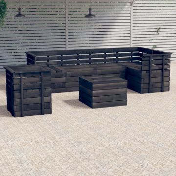vidaXL Set mobilier grădină paleți 7 piese lemn masiv pin, gri închis