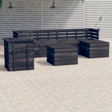 vidaXL Set mobilier grădină din paleți 7 piese lemn masiv pin,gri închis