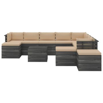 vidaXL Set mobilier grădină din paleți cu perne, 12 piese, lemn de pin