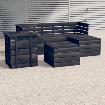 vidaXL Set mobilier grădină paleți 6 piese lemn masiv pin, gri închis