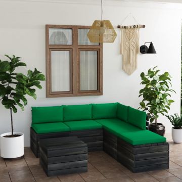 vidaXL Set mobilier grădină paleți cu perne 6 piese lemn masiv de pin
