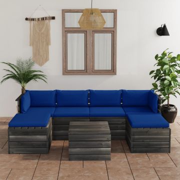 vidaXL Set mobilier grădină paleți cu perne 7 piese lemn masiv de pin