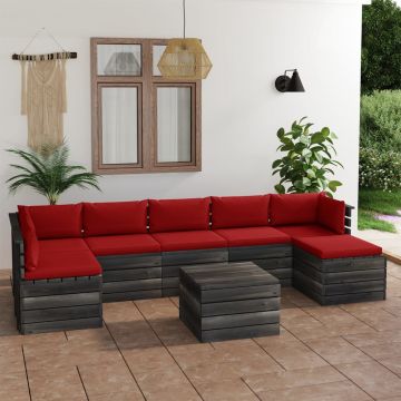 vidaXL Set mobilier grădină paleți cu perne, 8 piese, lemn masiv pin
