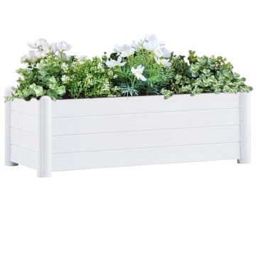 vidaXL Strat înălțat de grădină, alb, 100 x 43 x 35 cm, PP