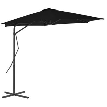 vidaXL Umbrelă de exterior cu stâlp din oțel, negru, 300x230 cm