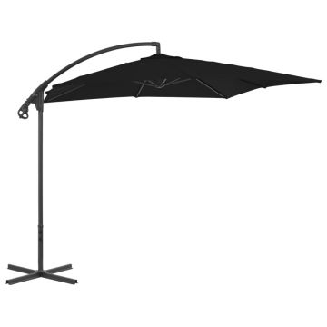 vidaXL Umbrelă suspendată cu stâlp din oțel, negru, 250 x 250 cm