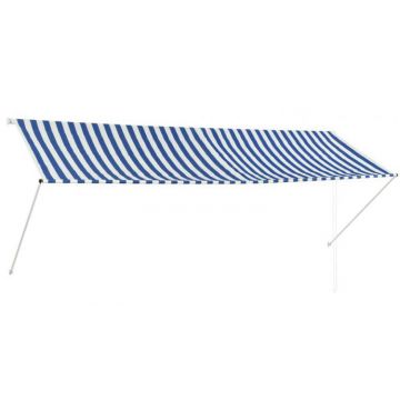 Copertina retractabila, albastru si alb, 350 x 150 cm