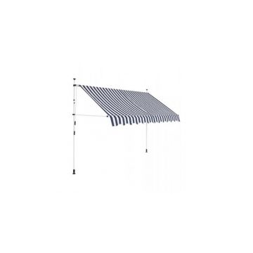 copertină retractabilă manual, 300 cm, dungi albastru și alb