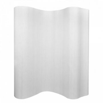 Paravan de camera din bambus, alb, 250 x 165 cm,