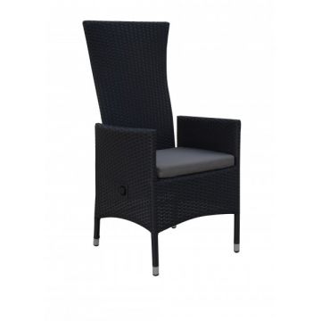 Scaun de exterior poliratan cu spatar rabatabil ENCORE 59x62x111 negru/gri