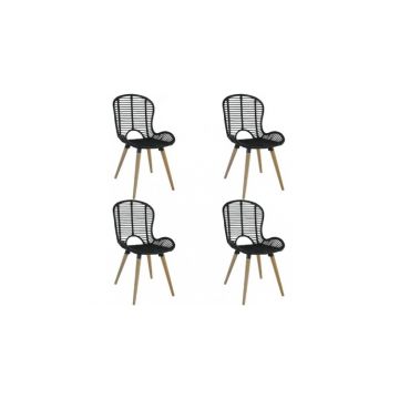 Scaune de exterior 4 buc, ratan natural, 48 x 64 x 85 cm, negru Scaune de exterior 4 buc, ratan natural, 48 x 64 x 85 cm, negru