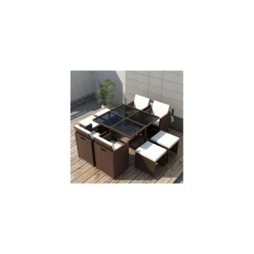 Set mobilier de exterior 21 piese, poliratan, maro