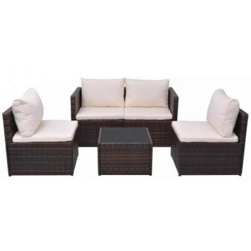 Set mobilier de gradina, 13 piese, poliratan, maro