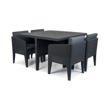 Set mobilier de gradina, Columbia 5 piese Grafit/Gri-rece