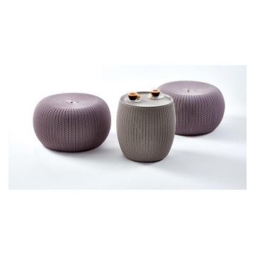 Set mobilier de gradina cu scaune mov si masuta gri depozitare URBAN KNIT SET Violet/Gri