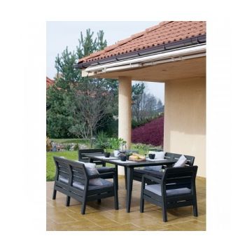 SET MOBILIER DE GRADINA DELANO CU MASA LIMA 160 - GRAFIT/GRI RECE