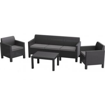 Set Mobilier de gradina Orlando cu canapea de 3 locuri - Grafit/Gri-Rece