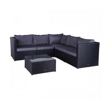 Set mobilier gradina Corner Farlito Negru/ Gri rece