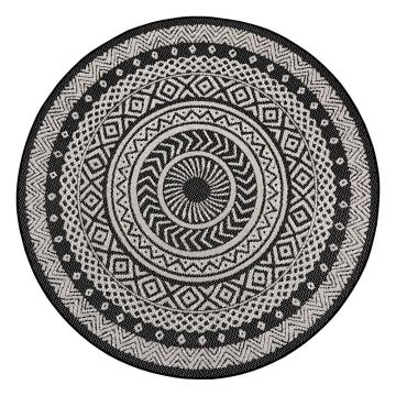 Covor exterior Ragami Round, ø 120 cm, negru - gri