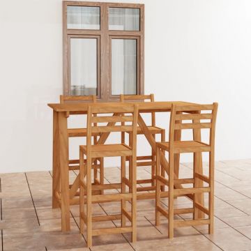 vidaXL Set mobilier bar de exterior, 5 piese, lemn masiv de acacia
