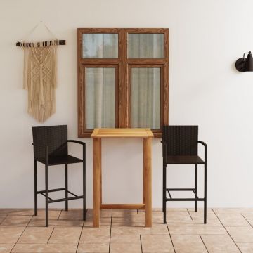 vidaXL Set mobilier de bar de grădină, 3 piese, maro