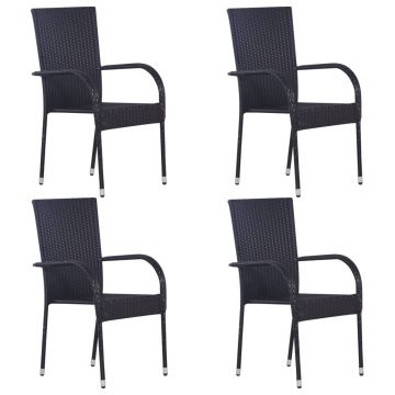 vidaXL Set mobilier de grădină, 5 piese, negru