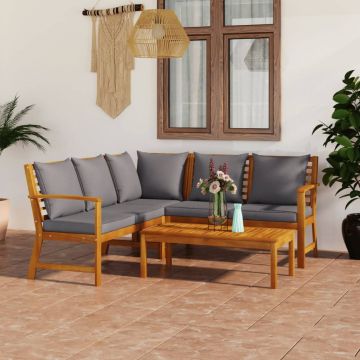 vidaXL Set mobilier de grădină cu perne, 4 piese, lemn masiv acacia