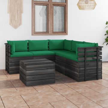 vidaXL Set mobilier grădină din paleți cu perne, 6 piese, lemn masiv pin