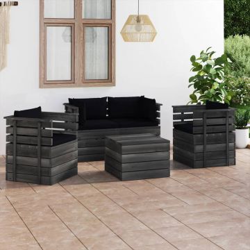 vidaXL Set mobilier grădină paleți cu perne 5 piese lemn masiv pin