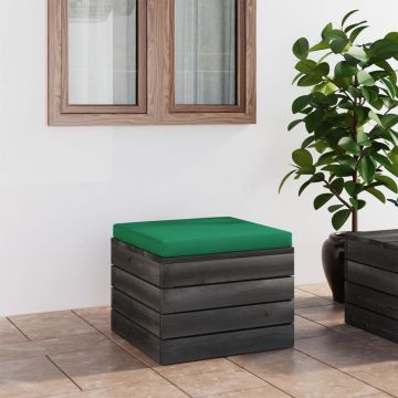vidaXL Taburet de grădină din paleți cu pernă, lemn de molid