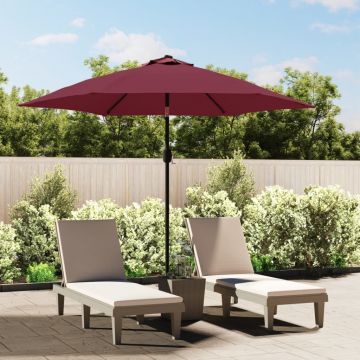 vidaXL Umbrelă de soare de grădină, stâlp metalic, roșu bordo, 300 cm