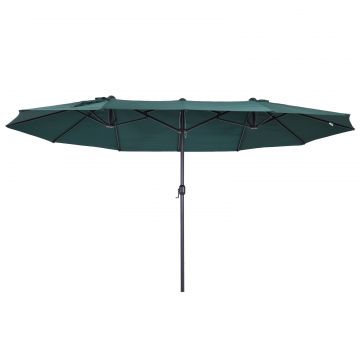 Outsunny Umbrelă Dublă de Grădină Anti-UV cu Acoperiș Verde 460x270x240cm Ideală pentru Exterior | Aosom Romania