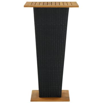 vidaXL Masă de bar, negru, 60x60x110 cm, poliratan/lemn masiv acacia