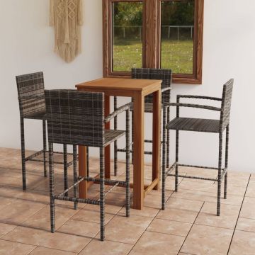 vidaXL Set mobilier bar de grădină, 5 piese, gri