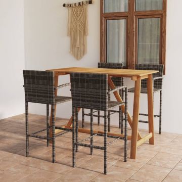 vidaXL Set mobilier bar de grădină, 5 piese, gri